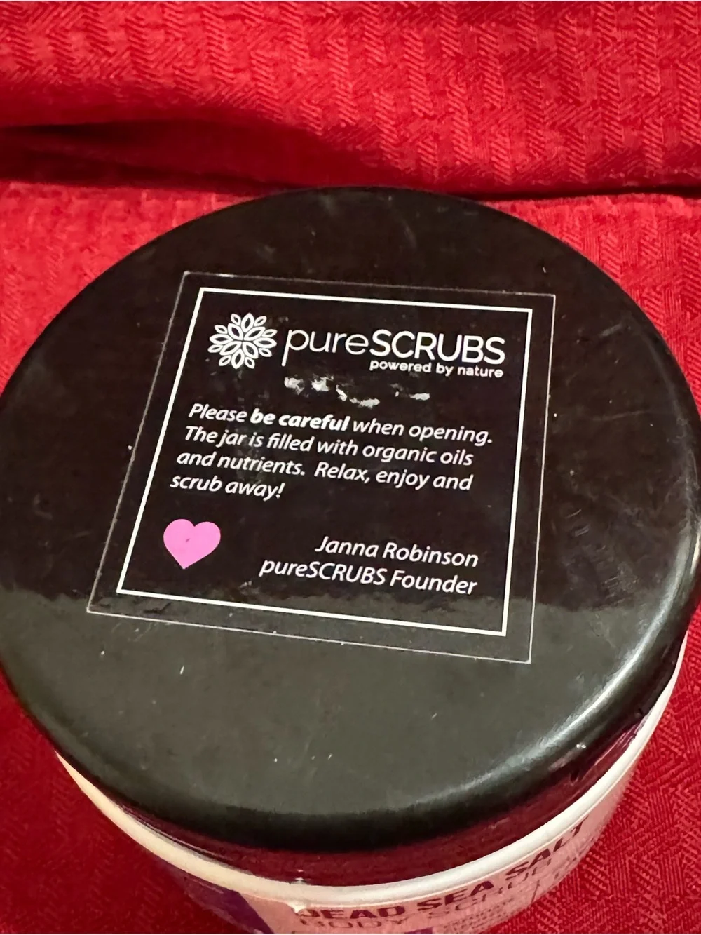 Smart Scrubs Dead Sea Salt Body Scrub - White Jar, Black Lid, Purple Label